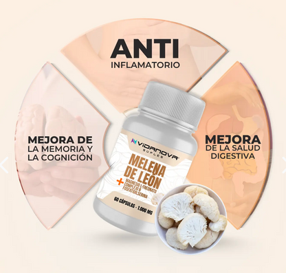 Melena De Leon Fortificada - 60 Cápsulas| Anti-inflamatorio + Enfoque Mental