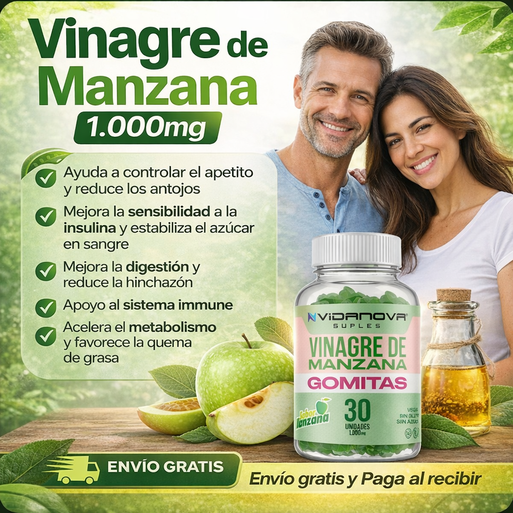 Vinagre de Manzana 1.000mg — Equilibra tu azúcar y activa tu metabolismo