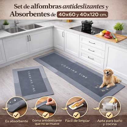 Set 2 Alfombras Antideslizantes y Absorbentes – 40x60 y 40x120 cm