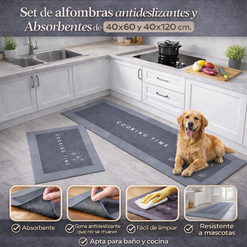 Set 2 Alfombras Antideslizantes y Absorbentes – 40x60 y 40x120 cm