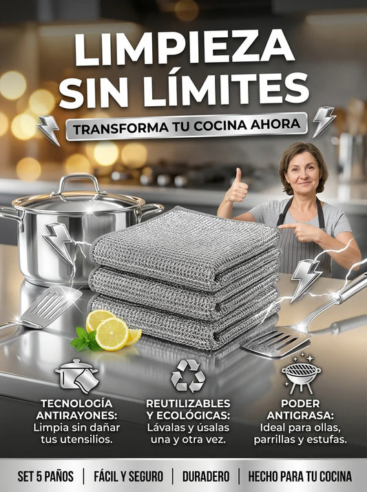 Paños Antigrasa UltraClean – Tecnología Antirayones (Pack de 5)